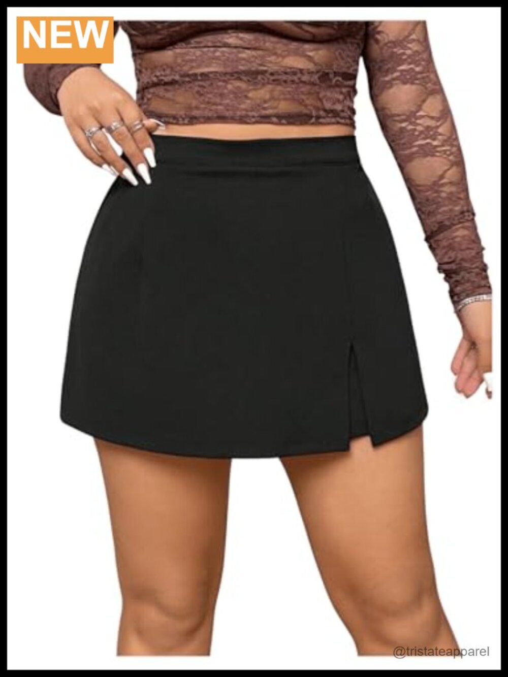 High Waisted Split Hem Skorts Shorts Plus Size Stretch